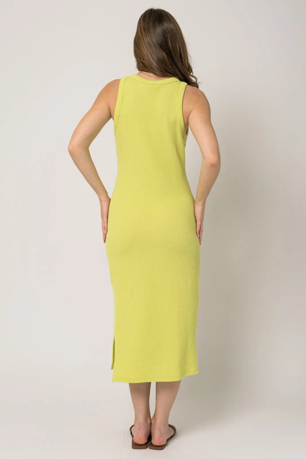 Lime Sleeveless Ribbed Maternity Midi Dress sold by Pinkblush product image thumbnail 3