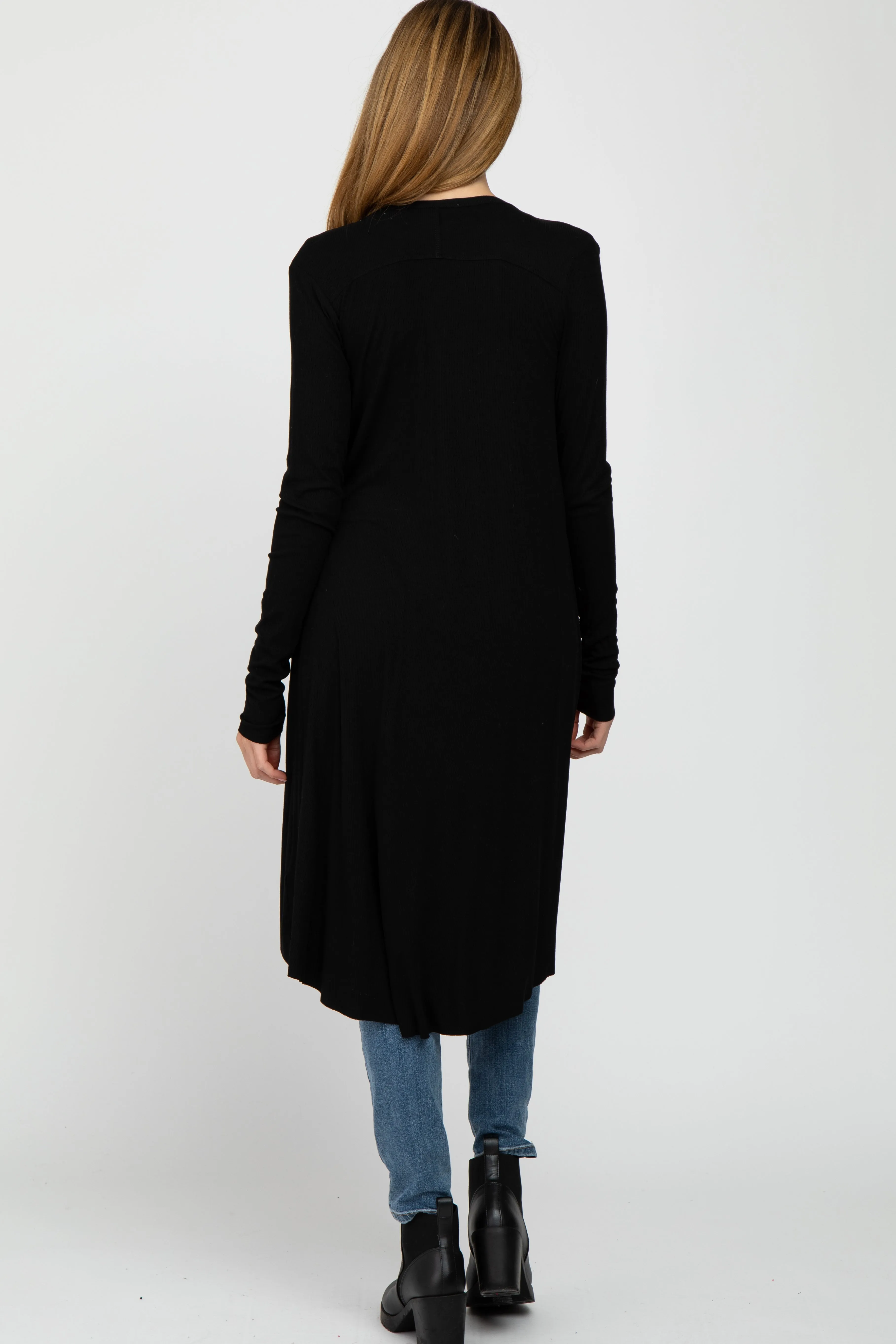 Black Button Front Knit Maternity Cardigan sold by Pinkblush product image thumbnail 4