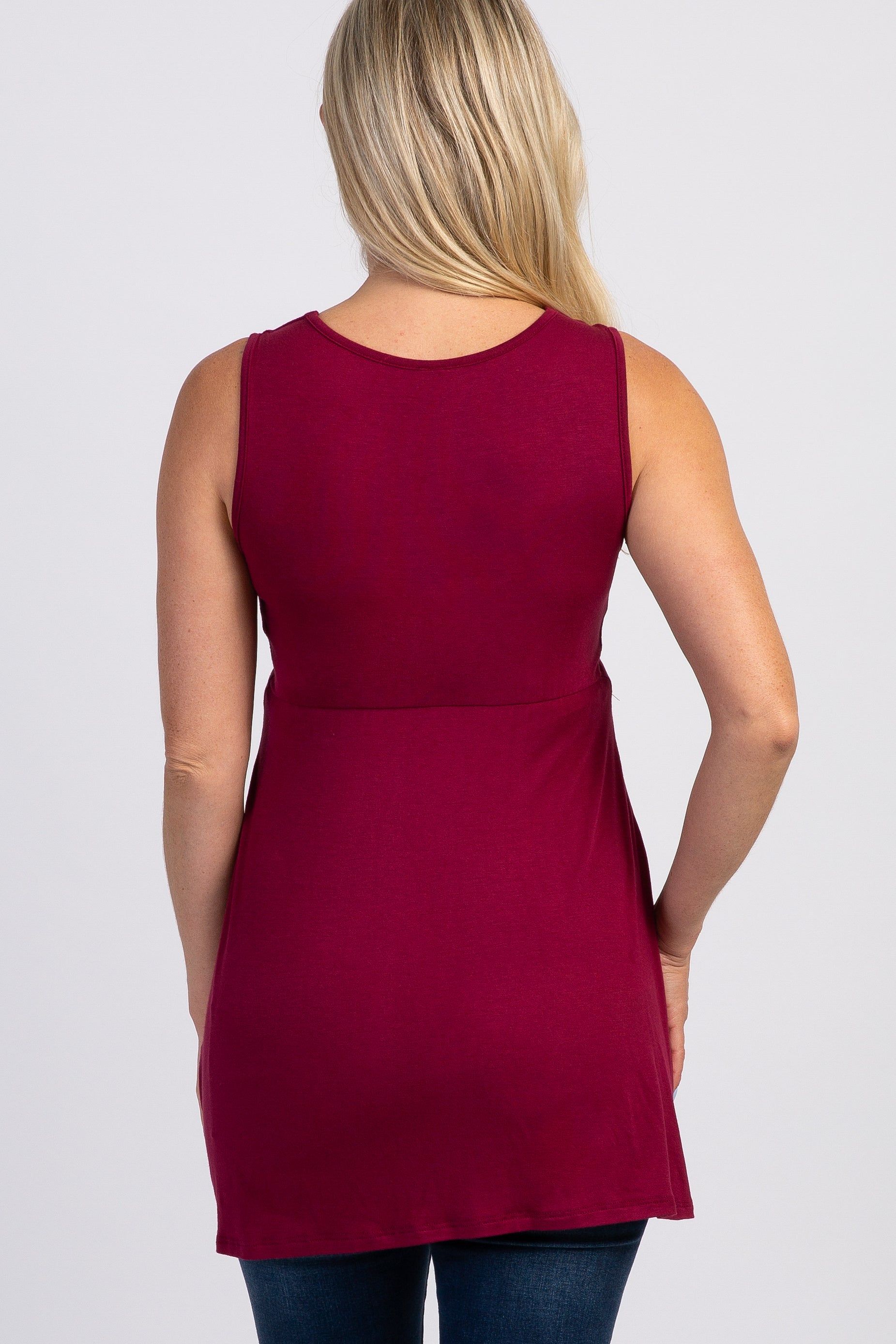 PinkBlush Burgundy Sleeveless Draped Front Maternity/Nursing Top sold by Pinkblush product image thumbnail 3