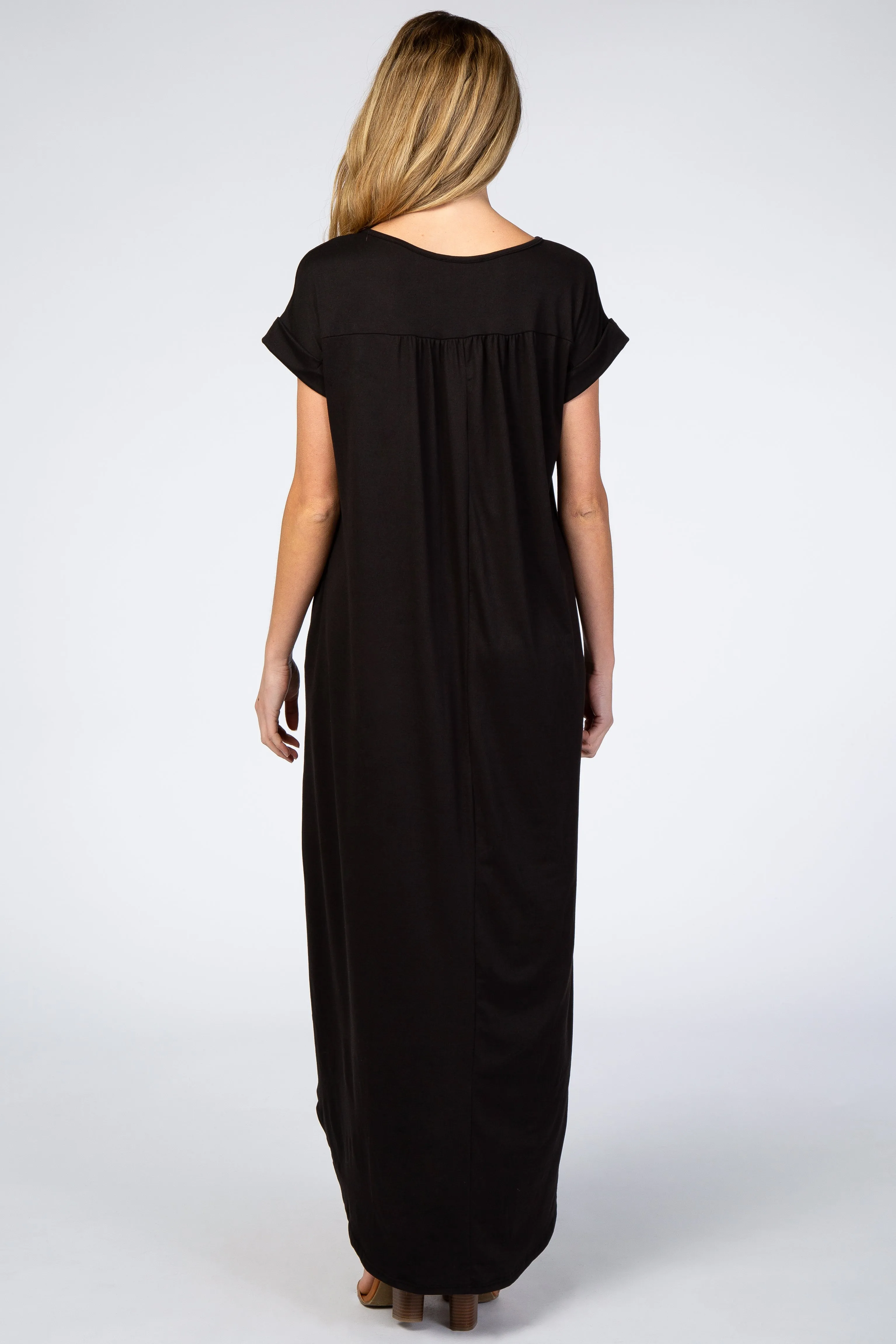 Black Side Slit Maternity Maxi Dress sold by Pinkblush product image thumbnail 3