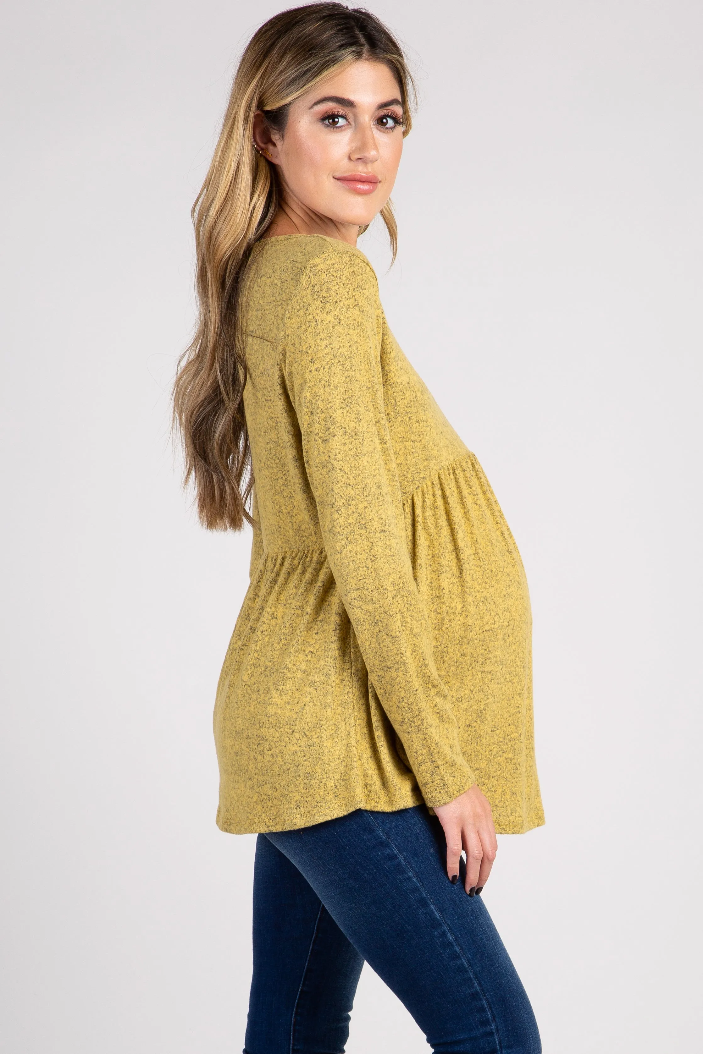 PinkBlush Yellow Soft Knit Maternity Peplum Top sold by Pinkblush product image thumbnail 2
