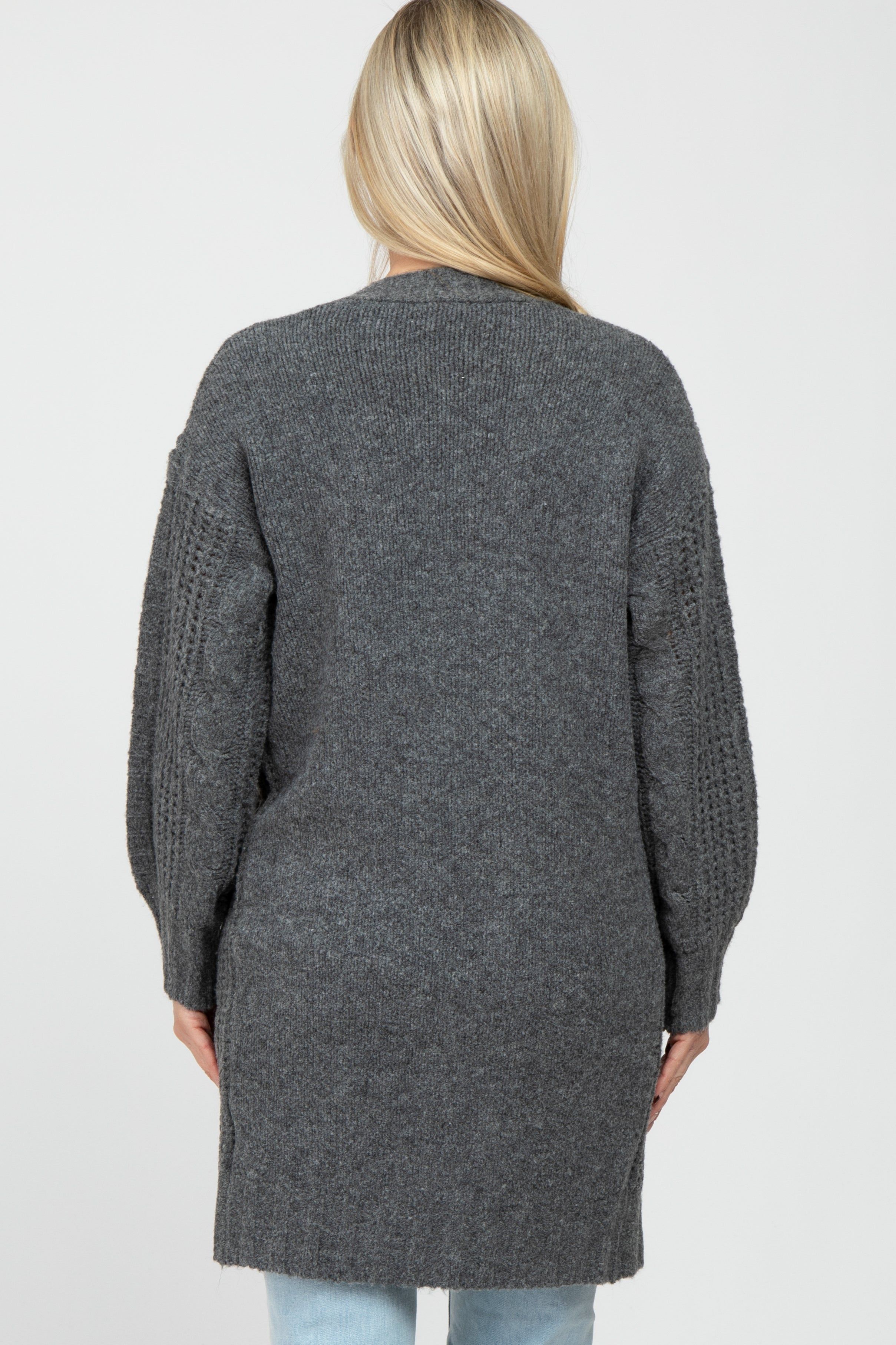 Charcoal Mixed Knit Chunky Maternity Cardigan sold by Pinkblush product image thumbnail 4