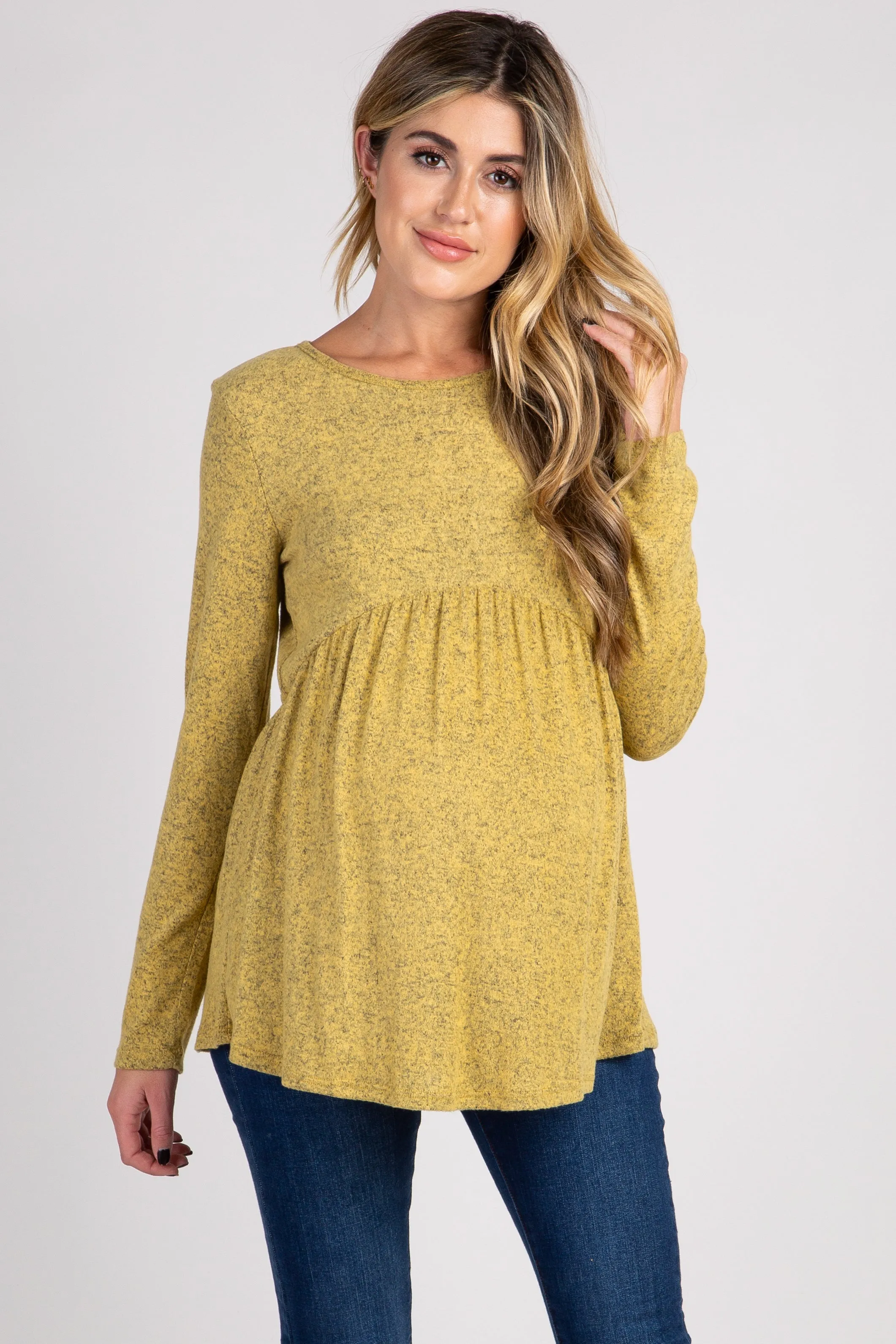 PinkBlush Yellow Soft Knit Maternity Peplum Top sold by Pinkblush