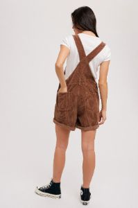 Mocha Corduroy Short Overalls sold by Pinkblush