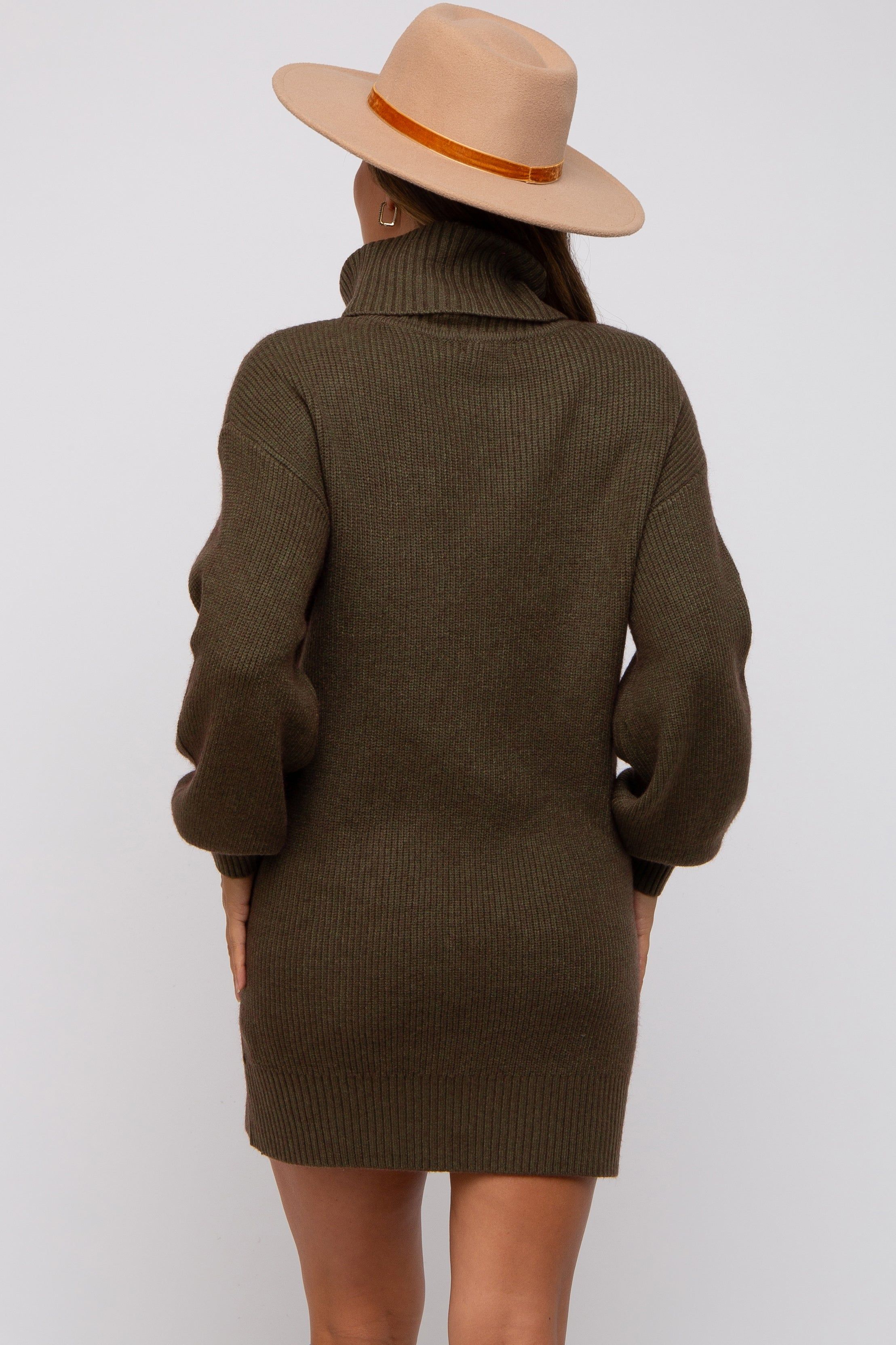 Olive Cable Knit Maternity Mini Sweater Dress sold by Pinkblush product image thumbnail 4