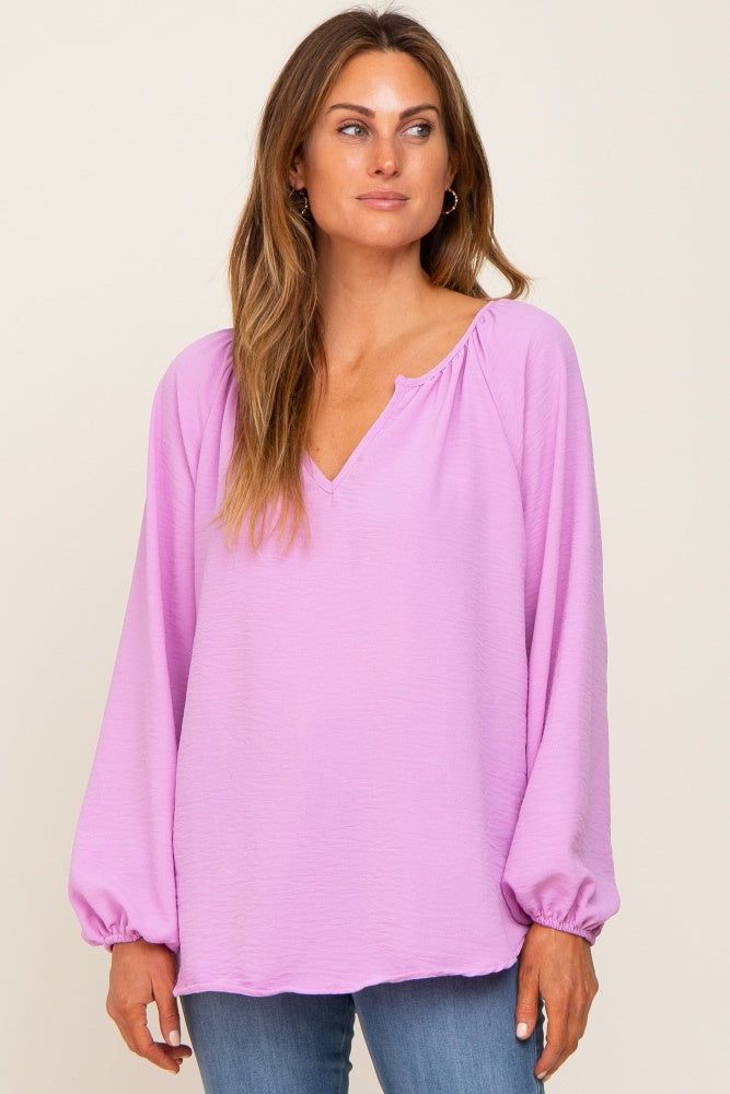 Lavender Long Puff Sleeve Blouse sold by Pinkblush