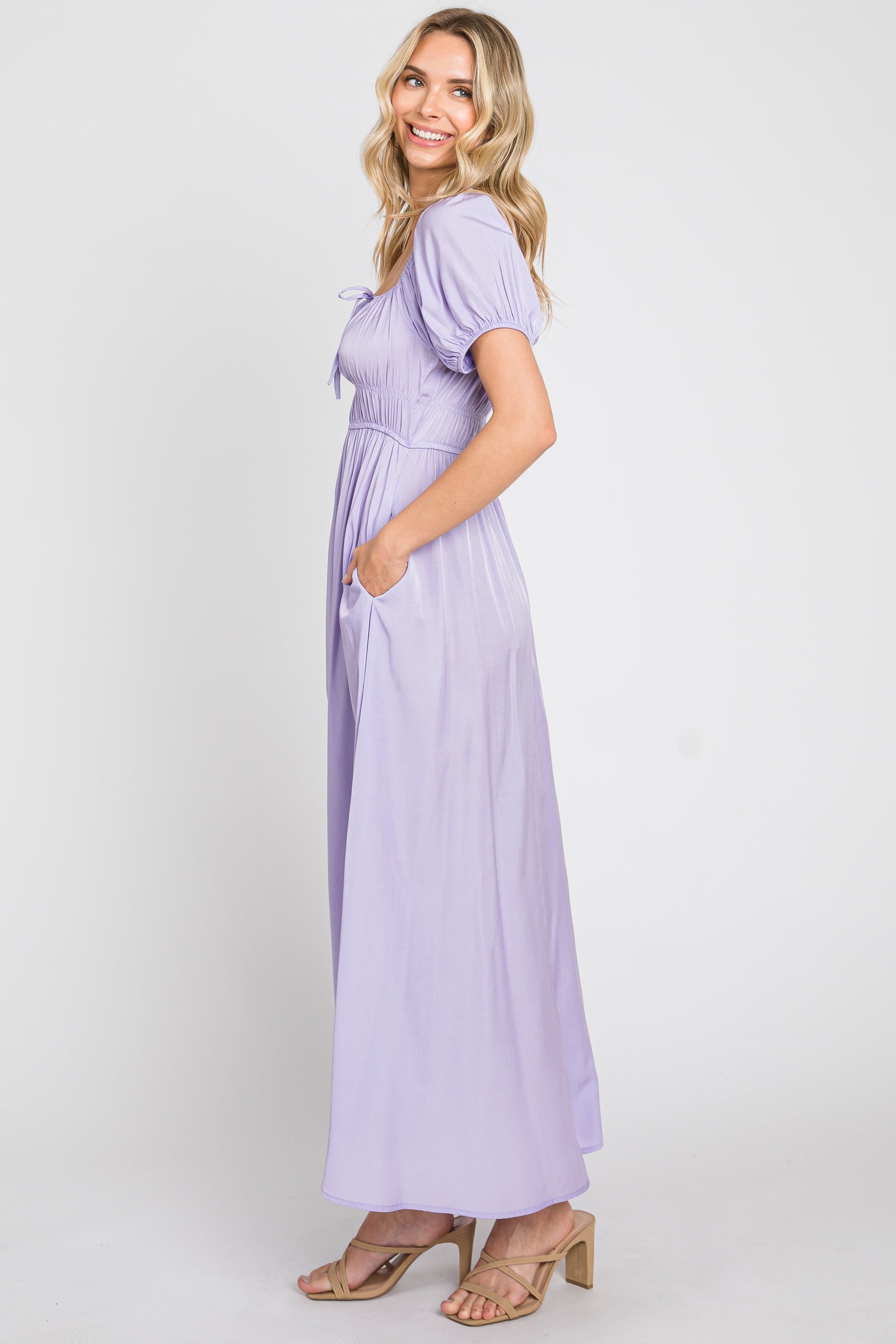 Lavender Puff Sleeve Maxi Dress sold by Pinkblush product image thumbnail 2