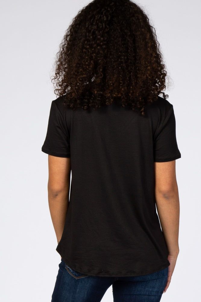 Black V-Neck Short Sleeve Top sold by Pinkblush product image thumbnail 3
