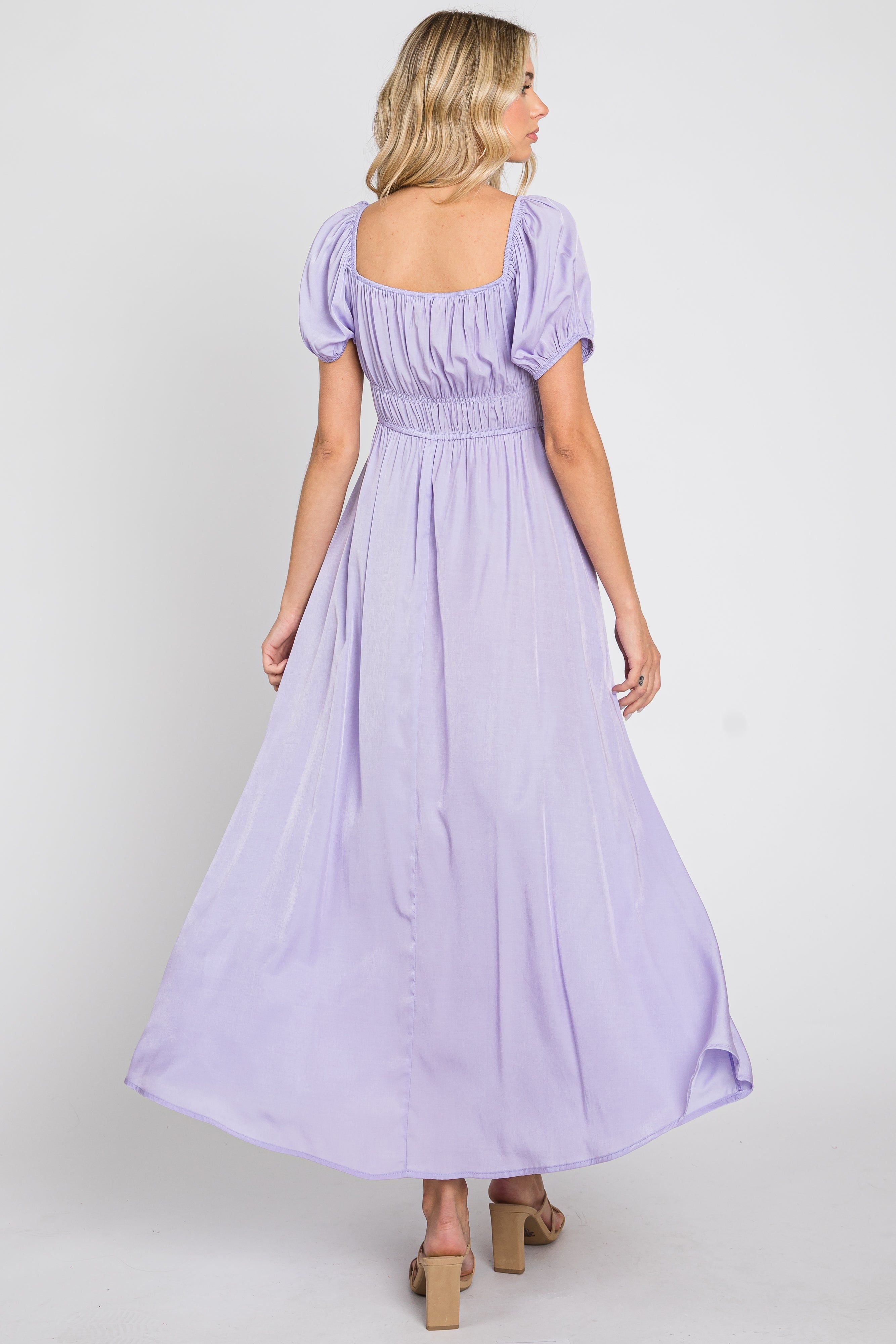 Lavender Puff Sleeve Maxi Dress sold by Pinkblush product image thumbnail 3