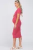 Coral Fitted Maternity Midi Dress sold by Pinkblush
