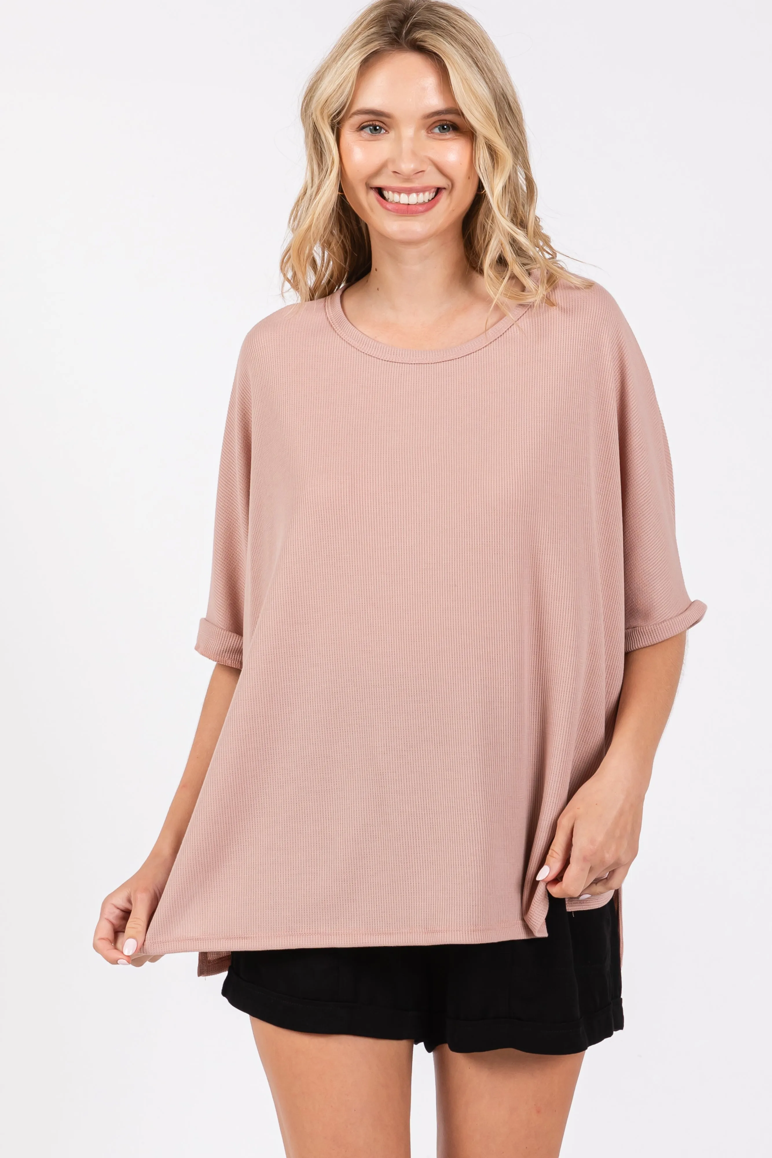 Mauve Waffle Knit Dolman Top sold by Pinkblush product image thumbnail 2