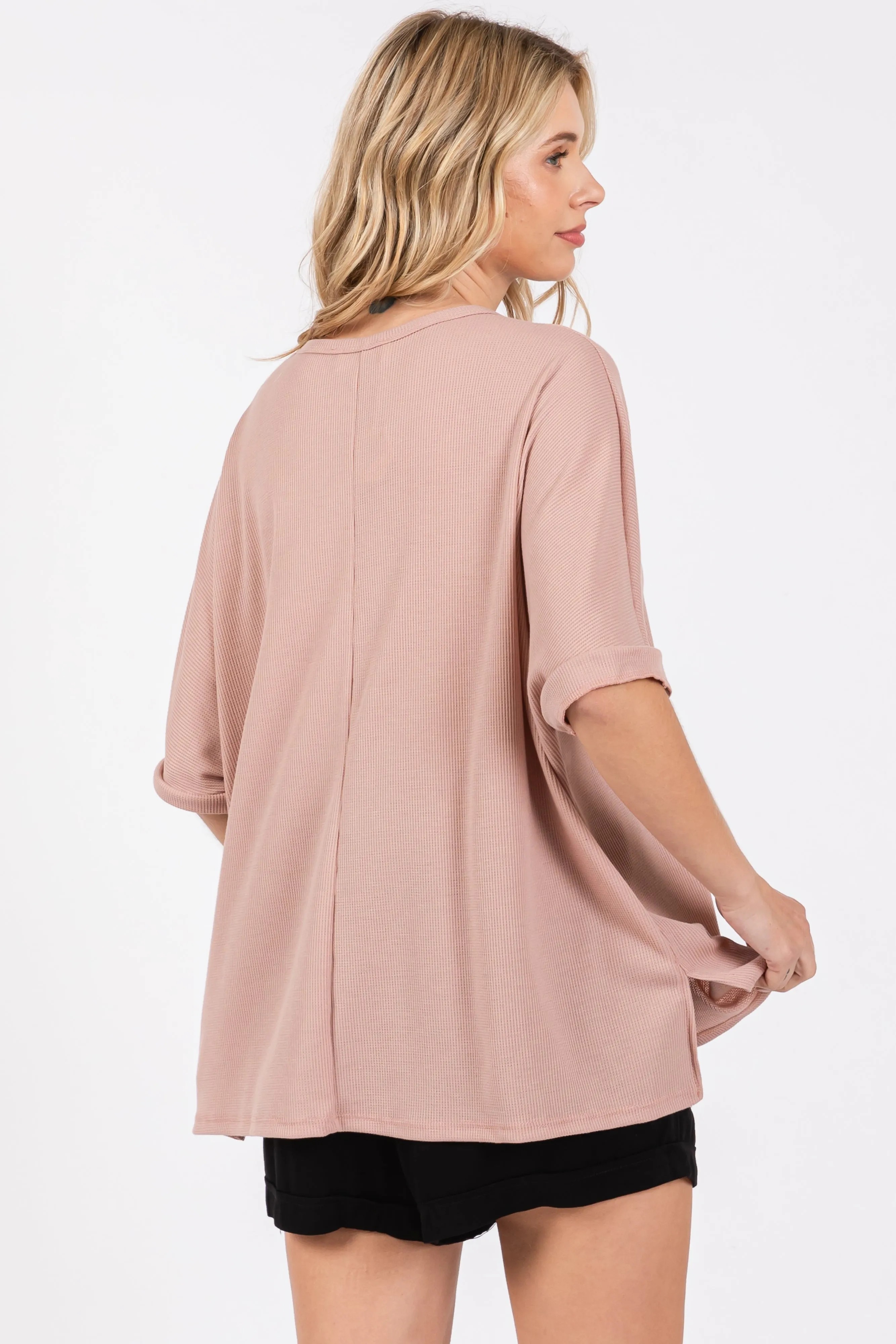 Mauve Waffle Knit Dolman Top sold by Pinkblush product image thumbnail 4