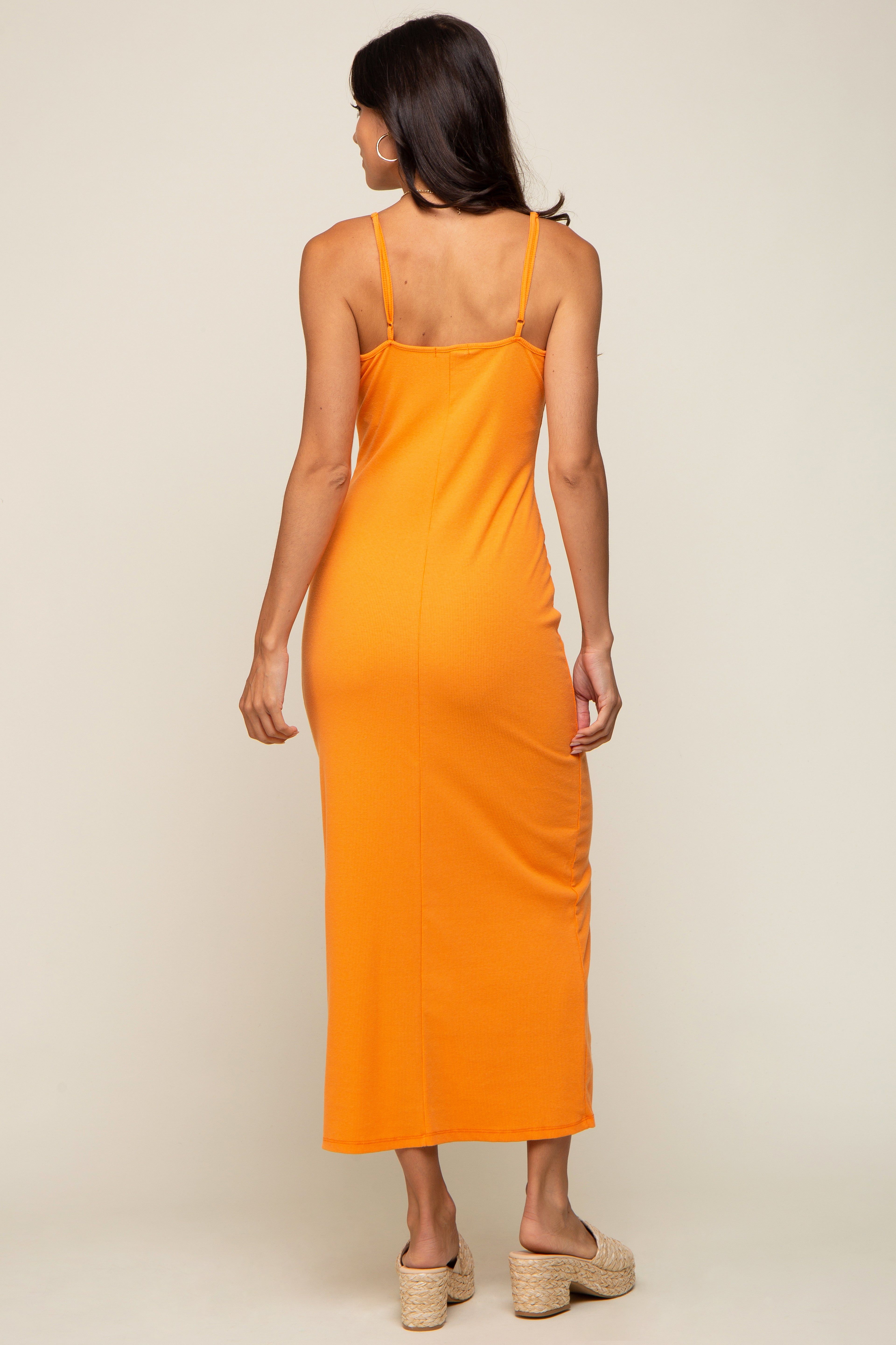 Orange Ribbed Sleeveless Maxi Dress sold by Pinkblush product image thumbnail 3