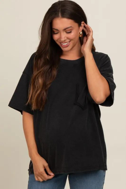 Charcoal Vintage Wash Oversized Maternity Tee sold by Pinkblush