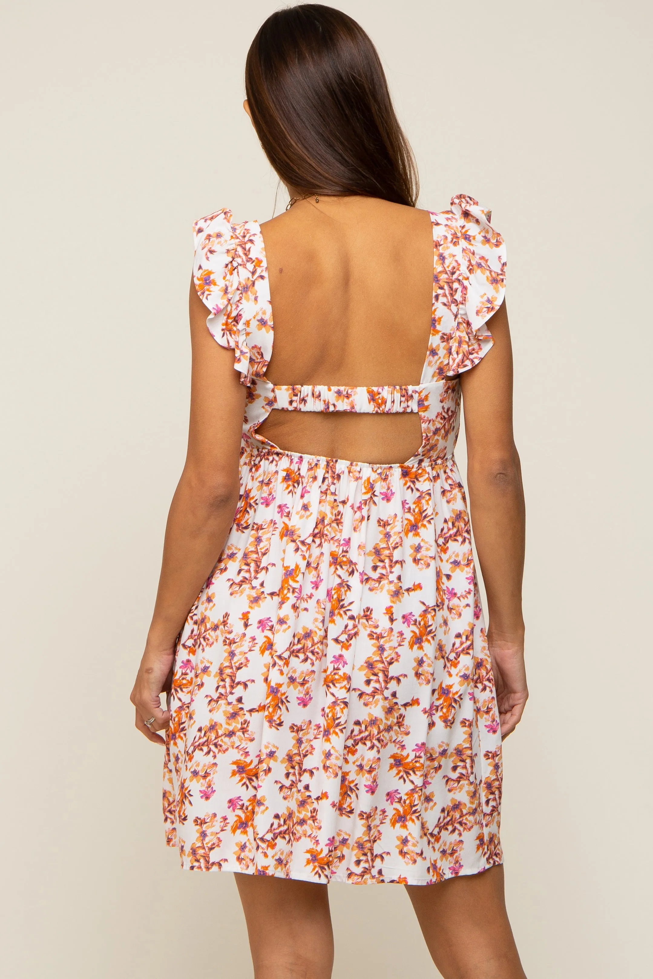 Ivory Leaf Print Ruffle Accent Maternity Dress sold by Pinkblush product image thumbnail 5