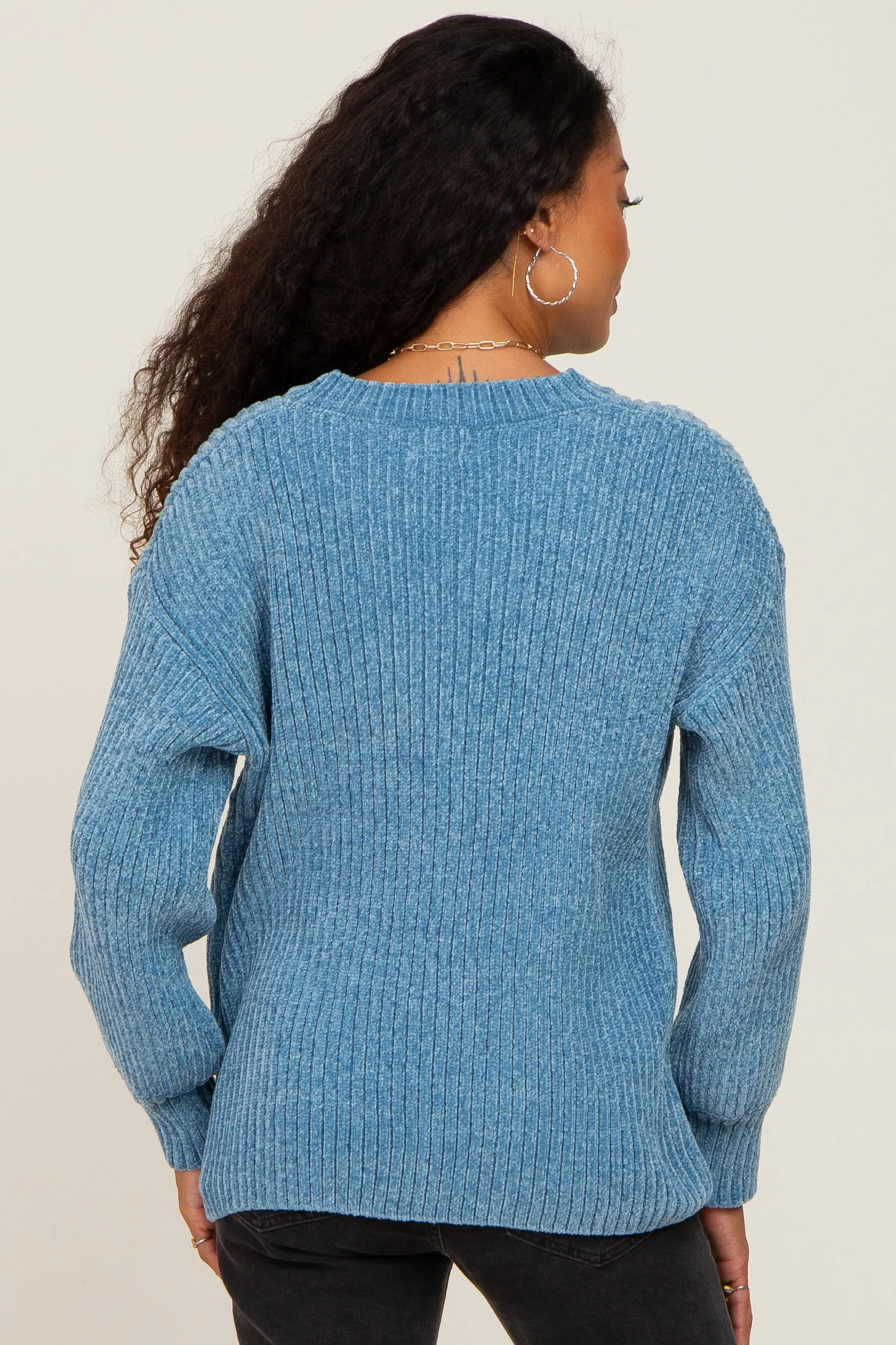 Blue Soft Chenille Knit Sweater sold by Pinkblush product image thumbnail 3