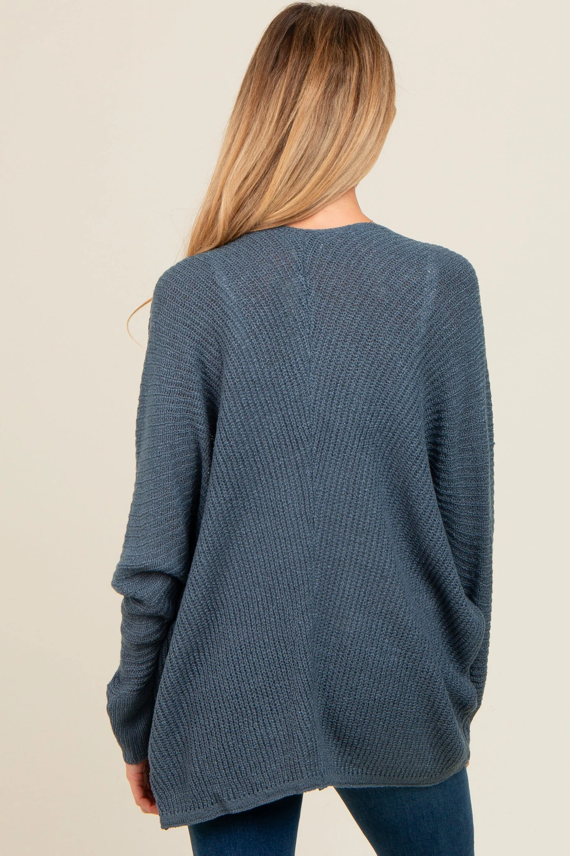 Dark Teal Knit Open Front Maternity Cardigan sold by Pinkblush product image thumbnail 3