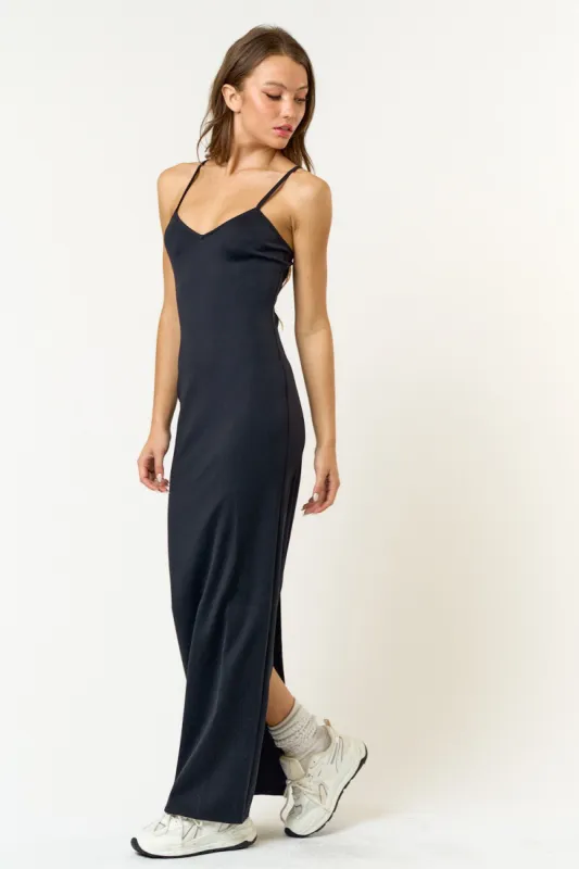 Black Soft Stretch Knit Maxi Dress sold by Pinkblush