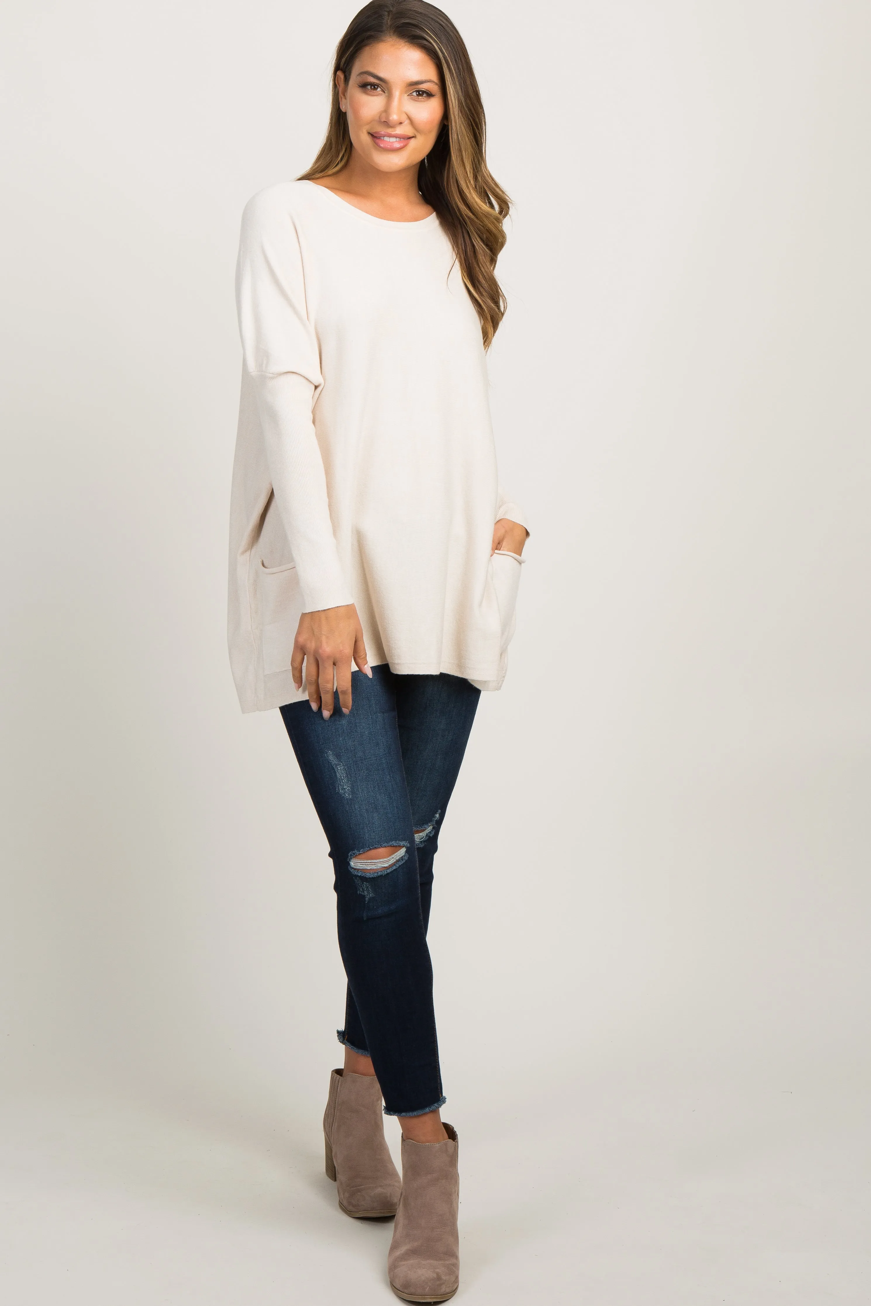 Beige Pocketed Dolman Sleeve Top sold by Pinkblush product image thumbnail 2