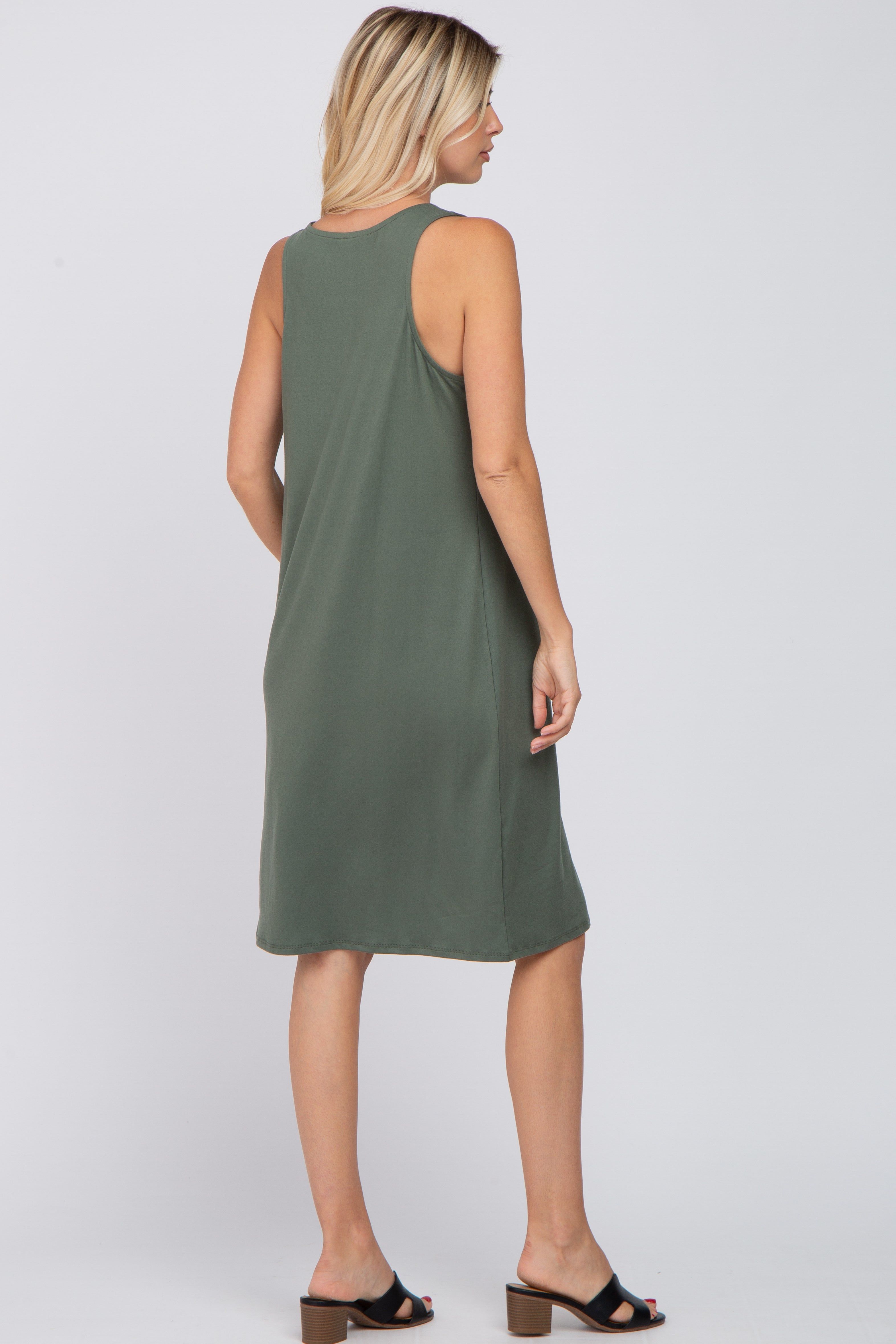 Olive Sleeveless Midi Dress sold by Pinkblush product image thumbnail 3