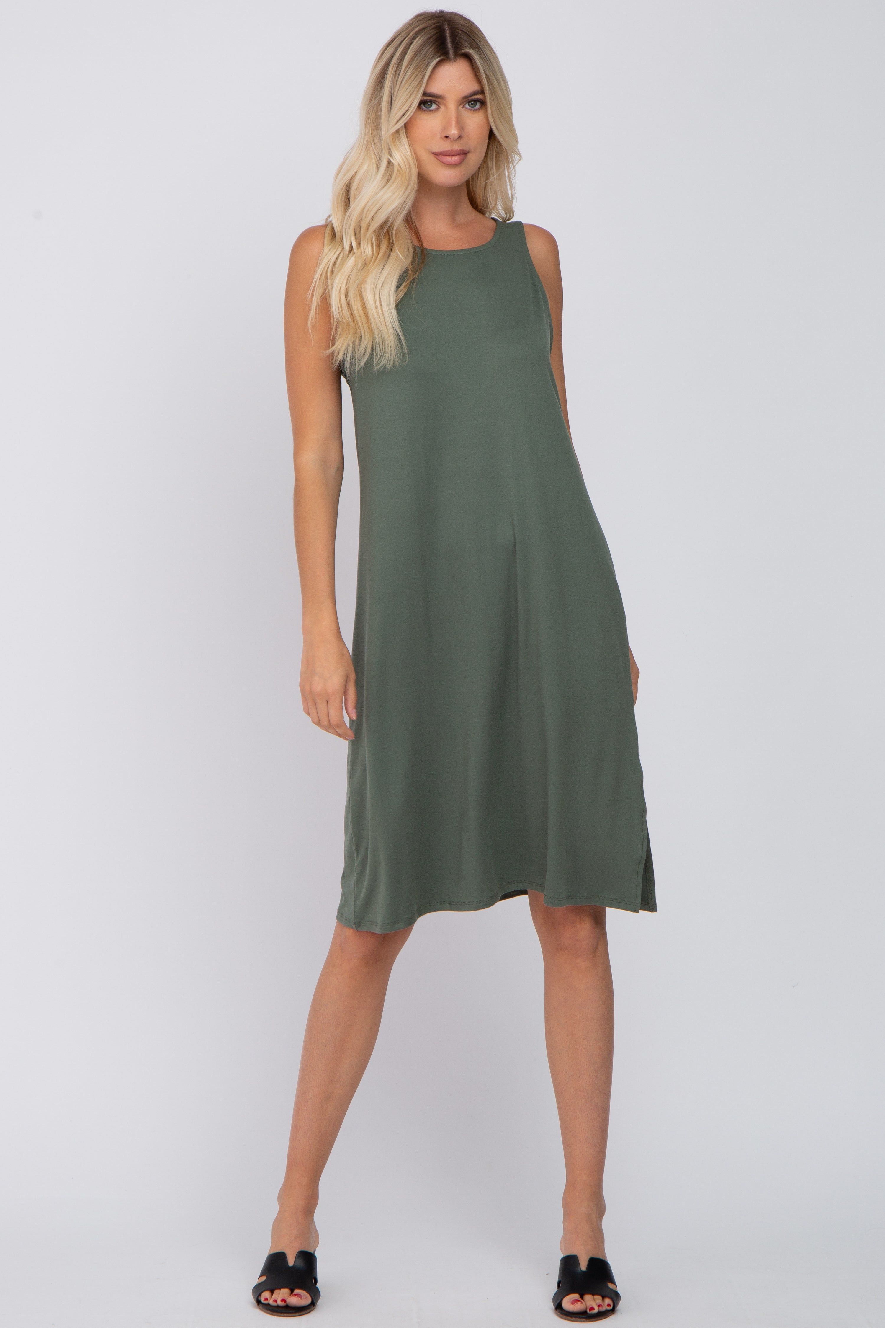 Olive Sleeveless Midi Dress sold by Pinkblush product image thumbnail 4