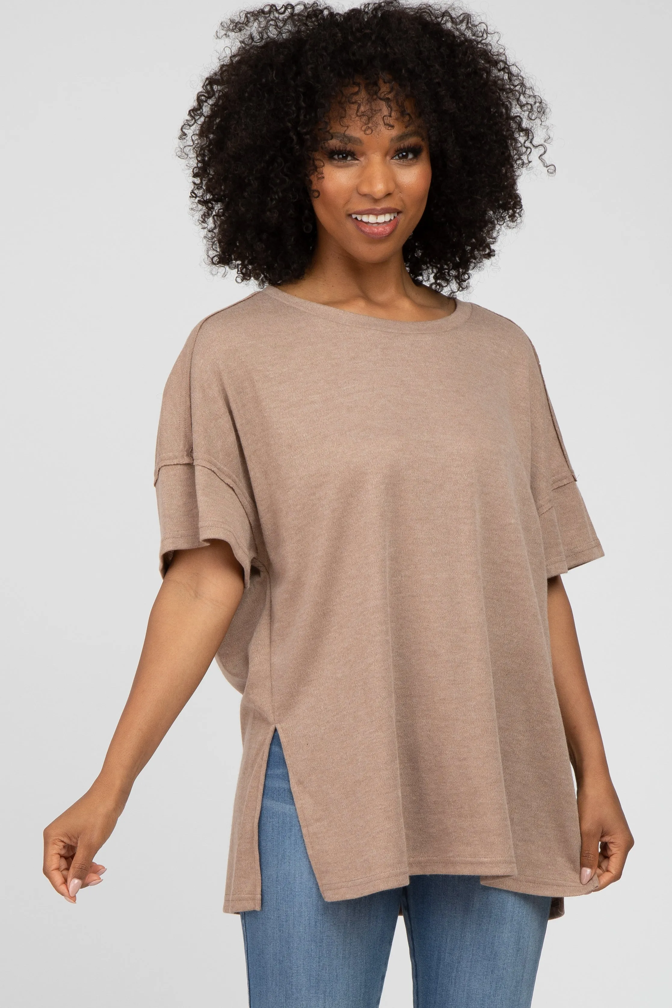 Mocha Knit Oversized Top sold by Pinkblush