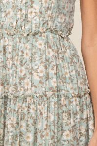 Mint Green Floral Ruffle Tiered Midi Dress sold by Pinkblush