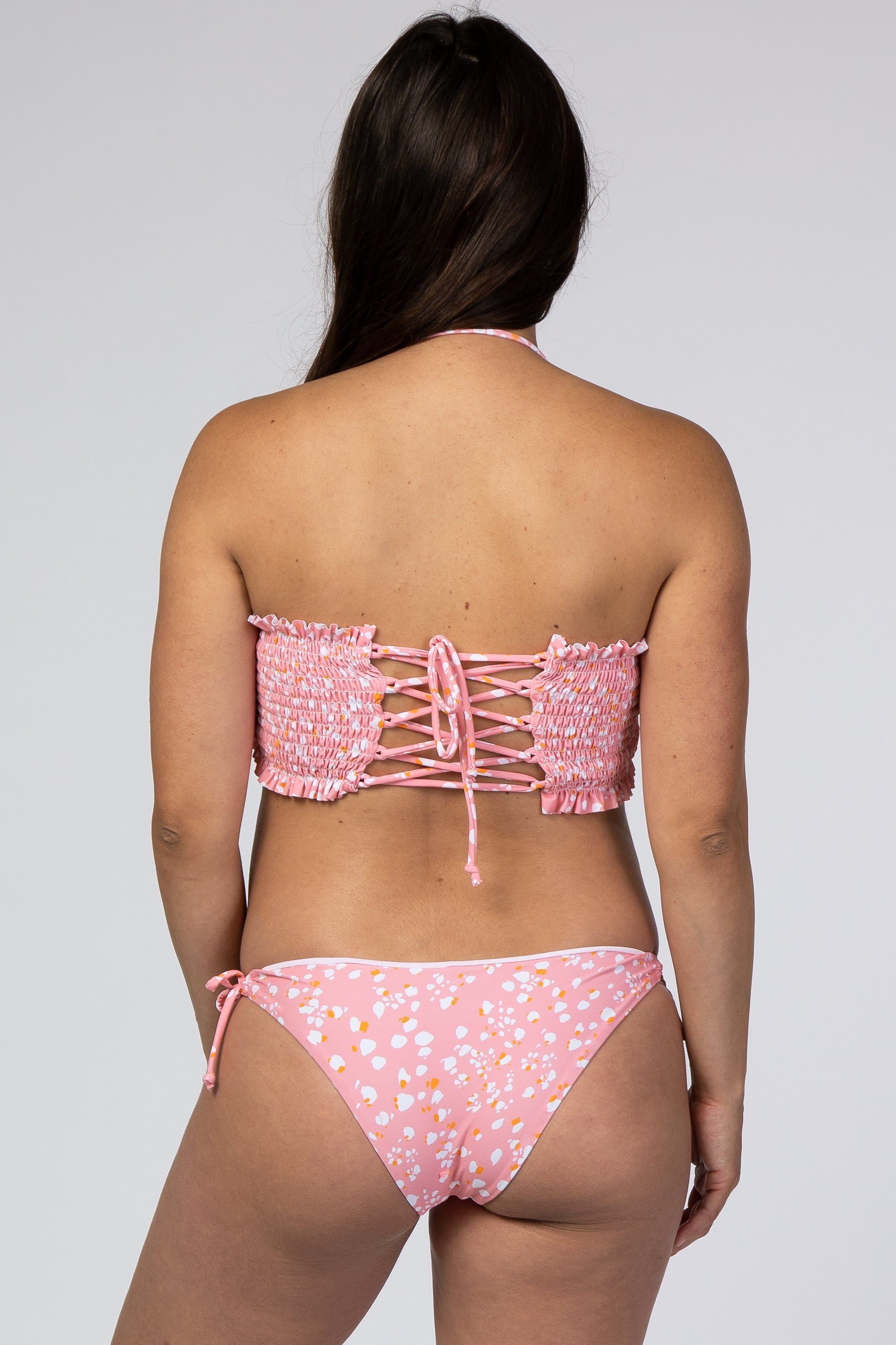 Pink Polka Dot Smocked Maternity Bikini Set sold by Pinkblush product image thumbnail 3
