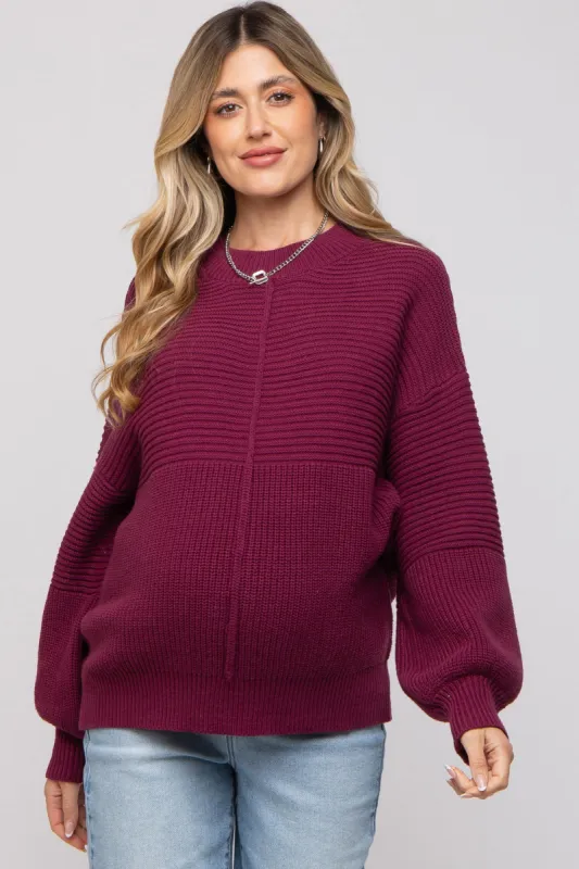 Burgundy Ribbed Maternity Sweater sold by Pinkblush