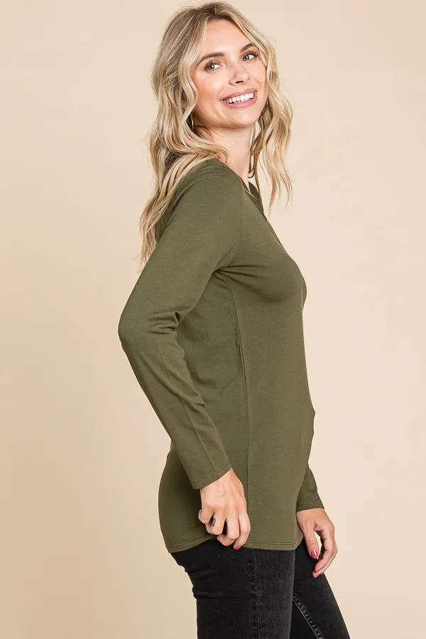 Olive Fitted Long Sleeve Top sold by Pinkblush product image thumbnail 2