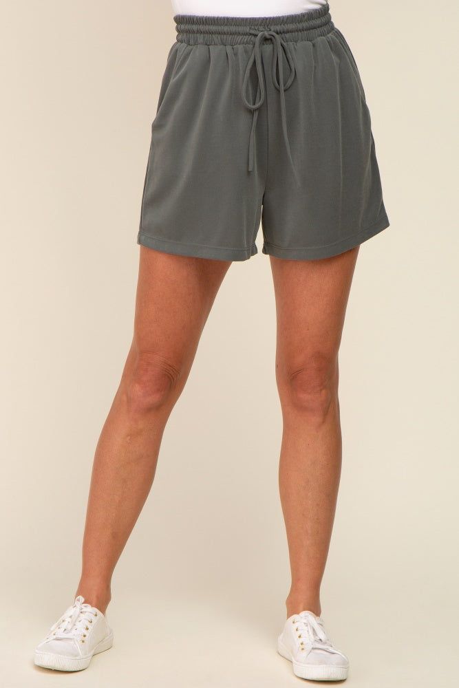 Olive Drawstring Waist Shorts sold by Pinkblush product image thumbnail 2