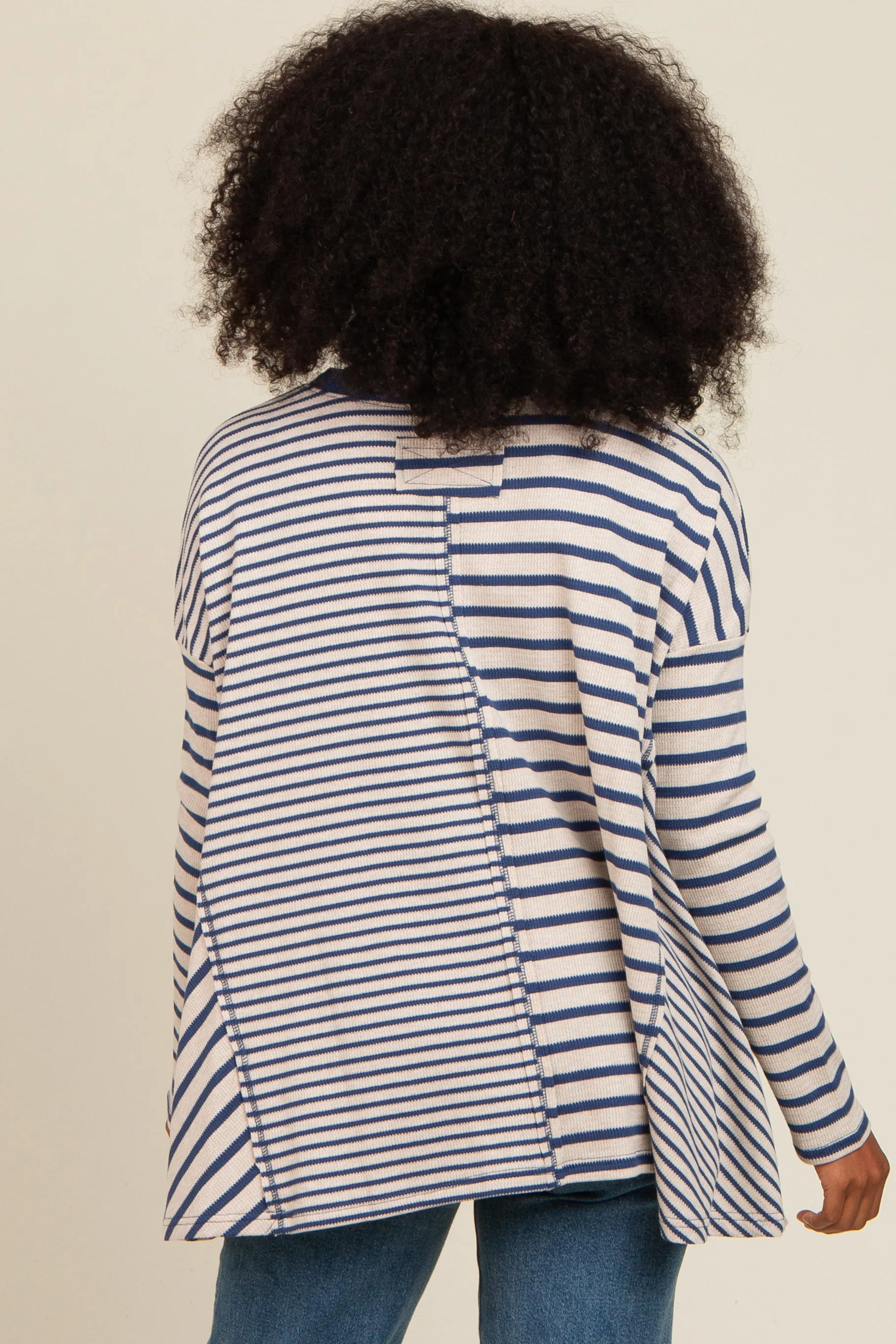 Navy Mixed Stripe Trapeze Top sold by Pinkblush product image thumbnail 4