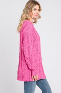 Pink Chunky Cable Knit Sweater sold by Pinkblush