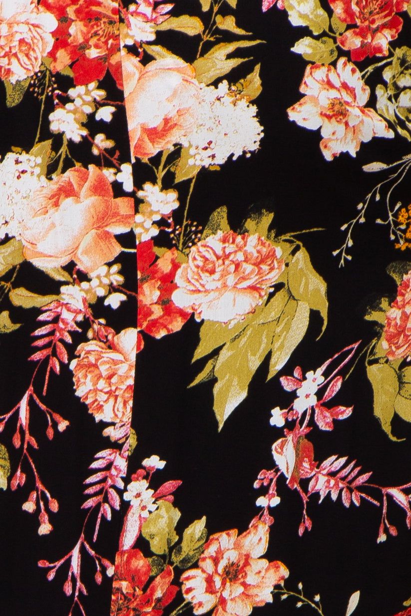 Black Floral Smocked V-Neck Midi Dress sold by Pinkblush product image thumbnail 4