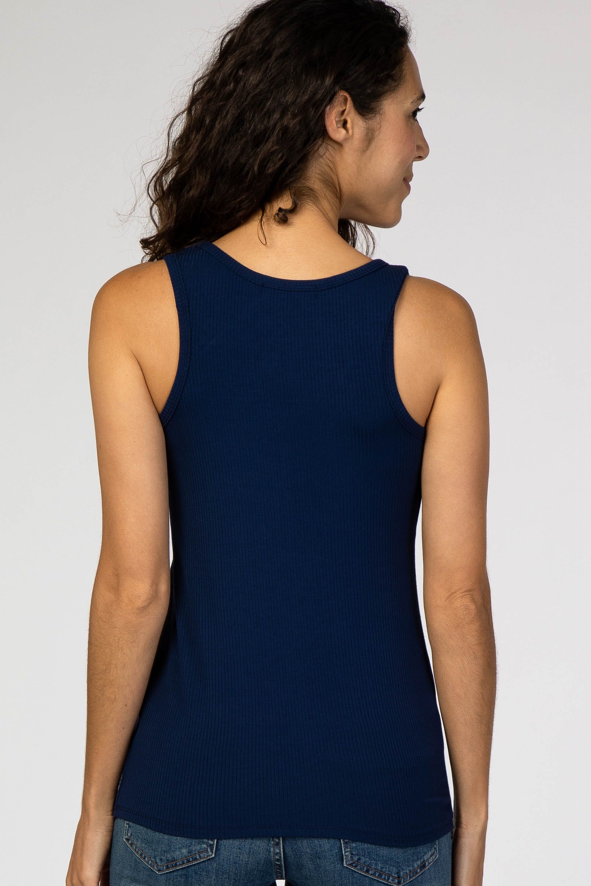 Navy Ribbed Sleeveless Top sold by Pinkblush product image thumbnail 3