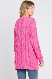 Pink Chunky Cable Knit Sweater sold by Pinkblush