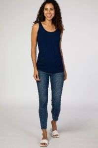 Navy Ribbed Sleeveless Top sold by Pinkblush