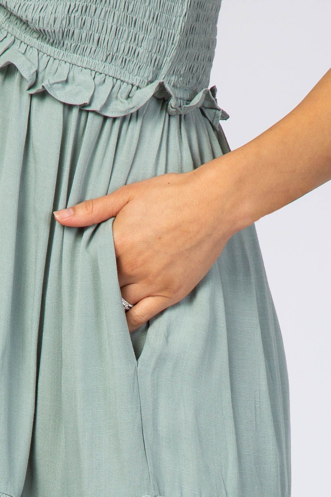 Dusty Mint Ruffle Tiered Midi Dress sold by Pinkblush product image thumbnail 4