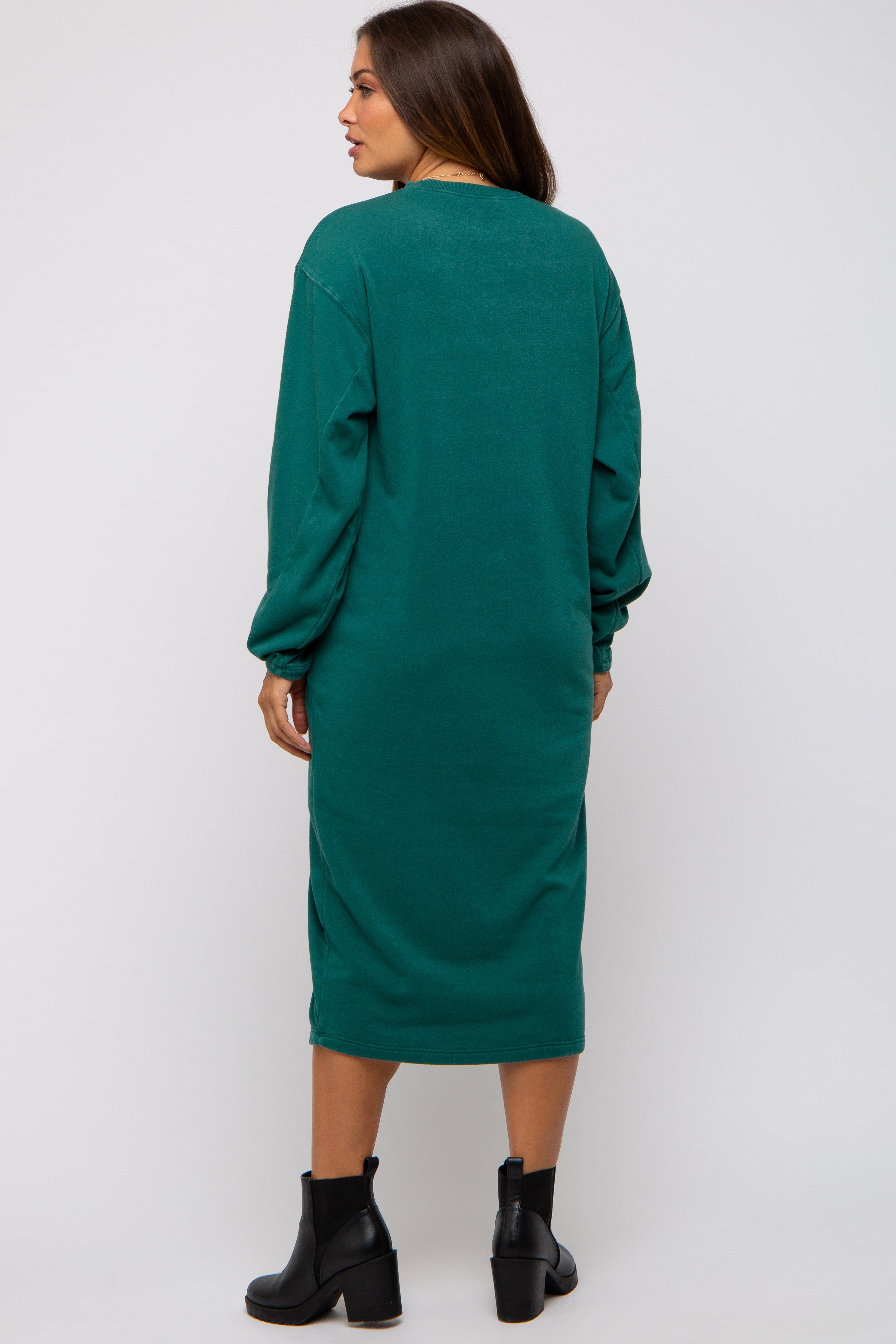 Green Oversized Maternity Sweatshirt Midi Dress sold by Pinkblush product image thumbnail 3