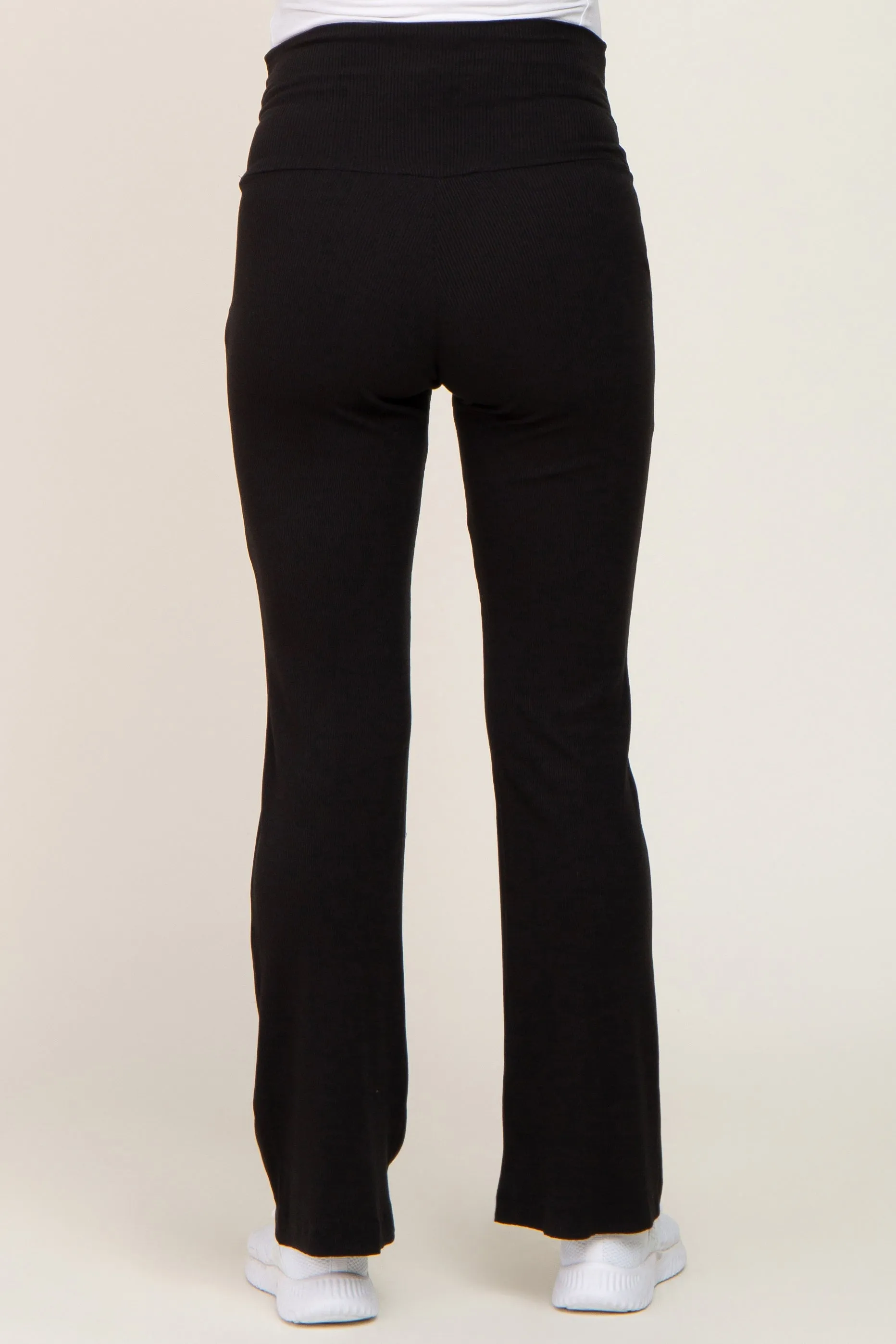 Black Ribbed Maternity Flare Pants sold by Pinkblush product image thumbnail 5