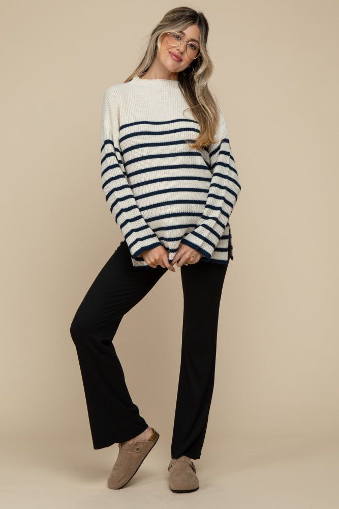 Black Ribbed Maternity Flare Pants sold by Pinkblush