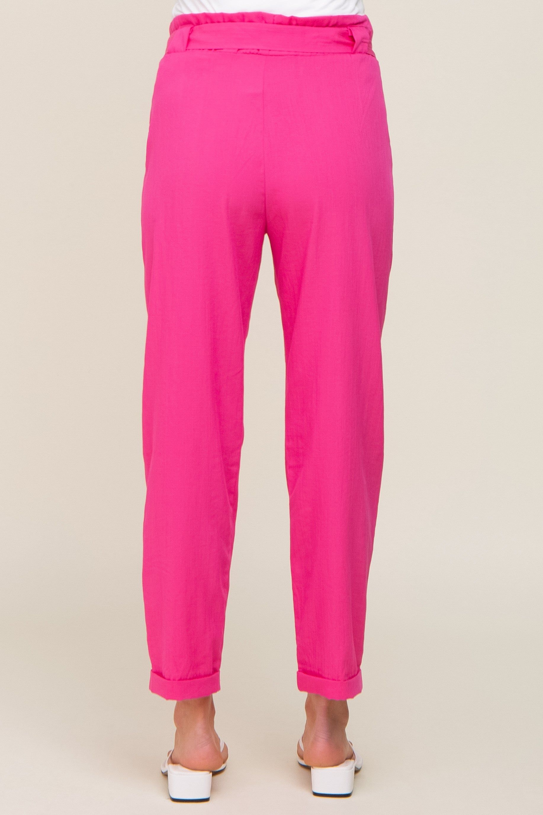 Fuchsia Paper Bag Waist Cropped Maternity Pants sold by Pinkblush product image thumbnail 4