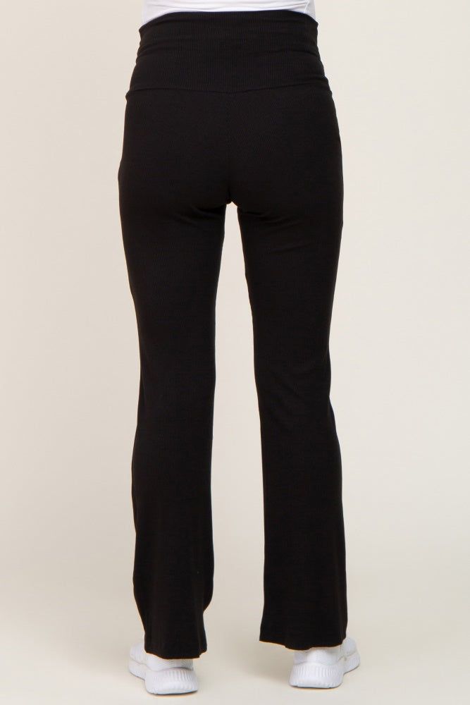 Black Ribbed Maternity Flare Pants sold by Pinkblush product image thumbnail 5
