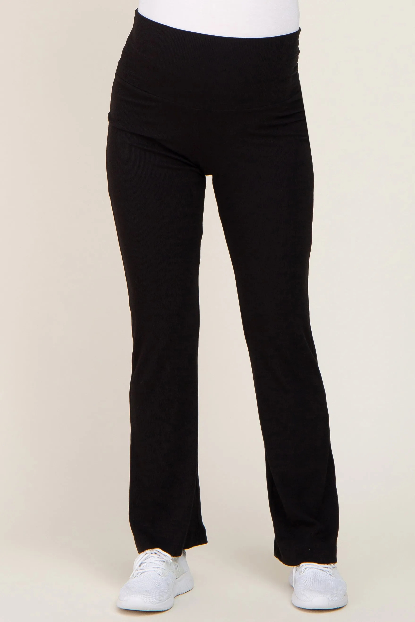 Black Ribbed Maternity Flare Pants sold by Pinkblush product image thumbnail 3