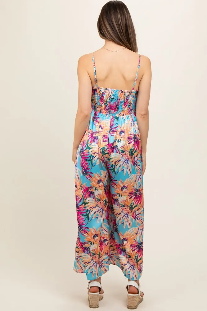 Light Blue Floral Front Twist Maternity Jumpsuit sold by Pinkblush product image thumbnail 4