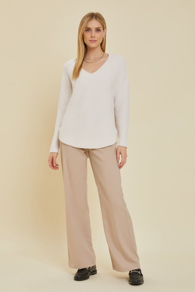 Ivory Fuzzy Soft Knit Sweater sold by Pinkblush product image thumbnail 2