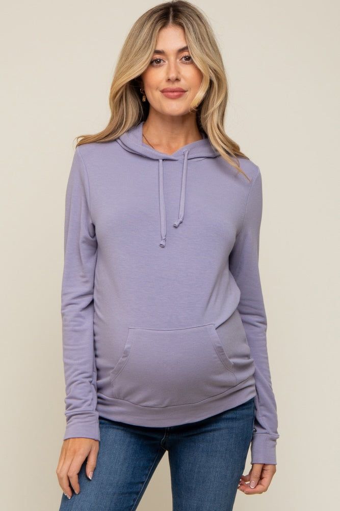 Lavender Soft Knit Maternity Pullover Hoodie sold by Pinkblush