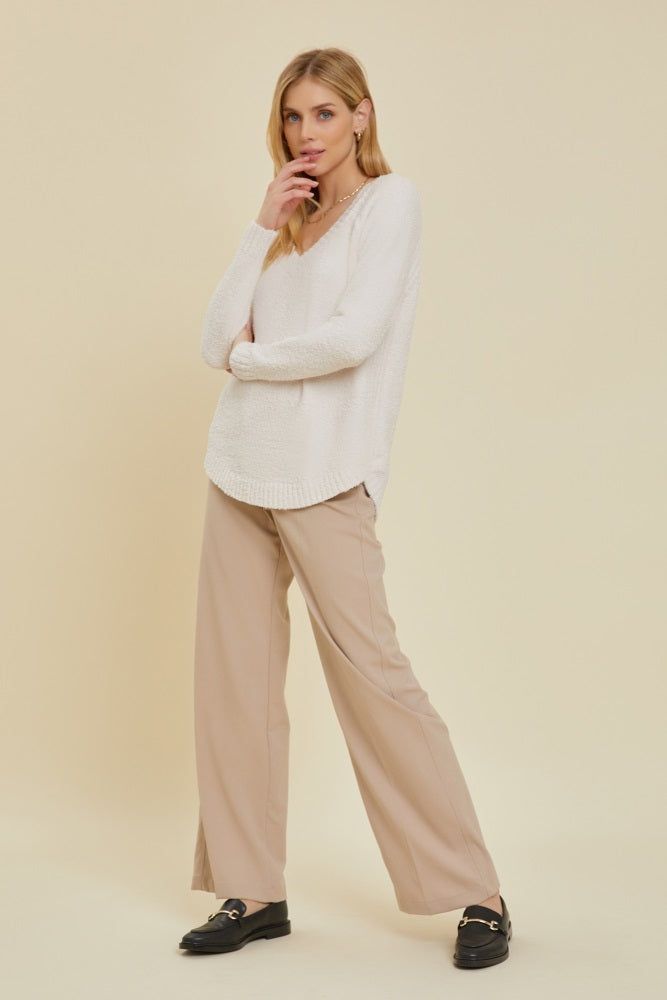 Ivory Fuzzy Soft Knit Sweater sold by Pinkblush product image thumbnail 3