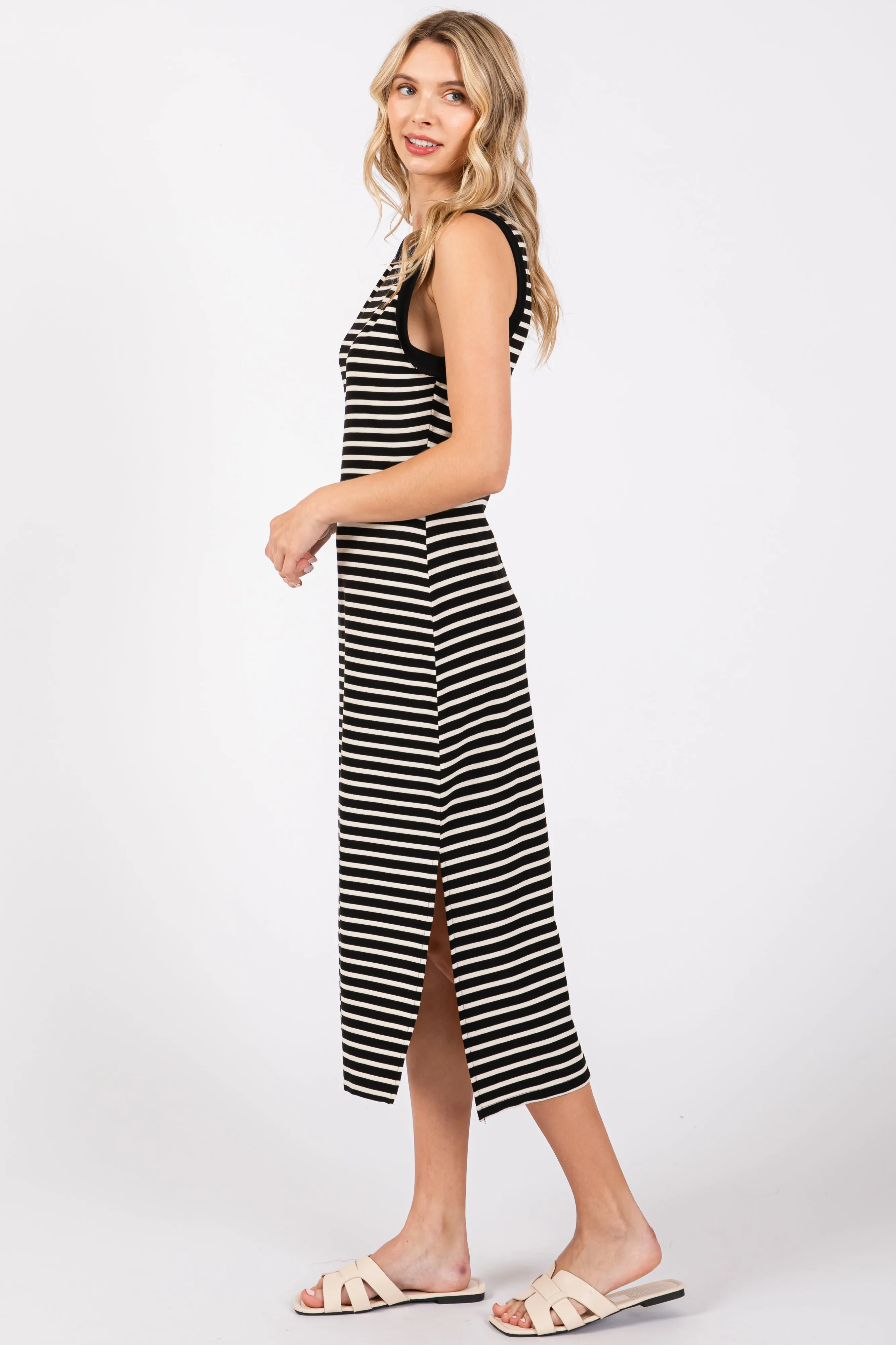 Black Striped Sleeveless Midi Dress sold by Pinkblush product image thumbnail 2
