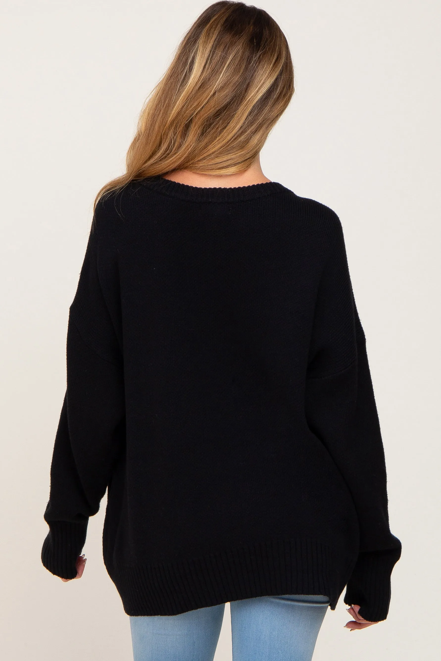 Black Ribbed Trim Maternity Sweater sold by Pinkblush product image thumbnail 3